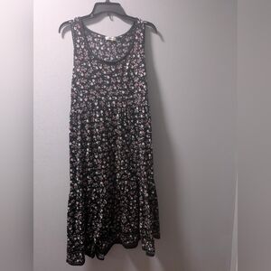 Black Floral Sleeveless Dress Size M Max Studio. Black Midi Sundress. A Line